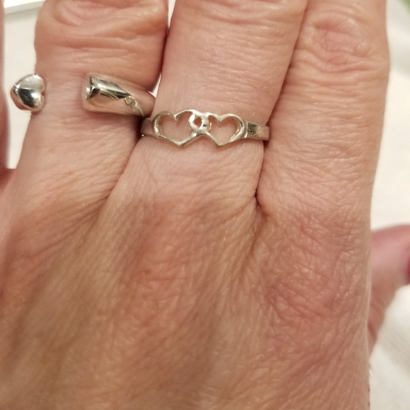 Double heart ring 6 1/2 - Picture 4 of 6